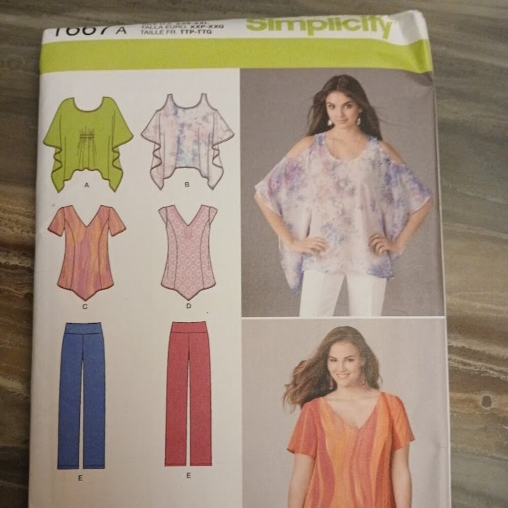 SIMPLICITY SEWING PATTERNS 1667 blouse tops/pants UNCUT FF XXS-XXL